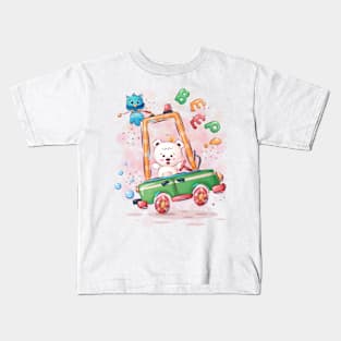 Polar bear in car Kids T-Shirt